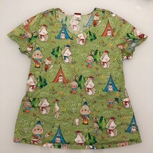Dickies scrub top- creatures camping